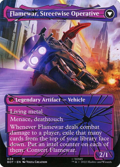 Flamewar, Brash Veteran // Flamewar, Streetwise Operative (cara trasera)
