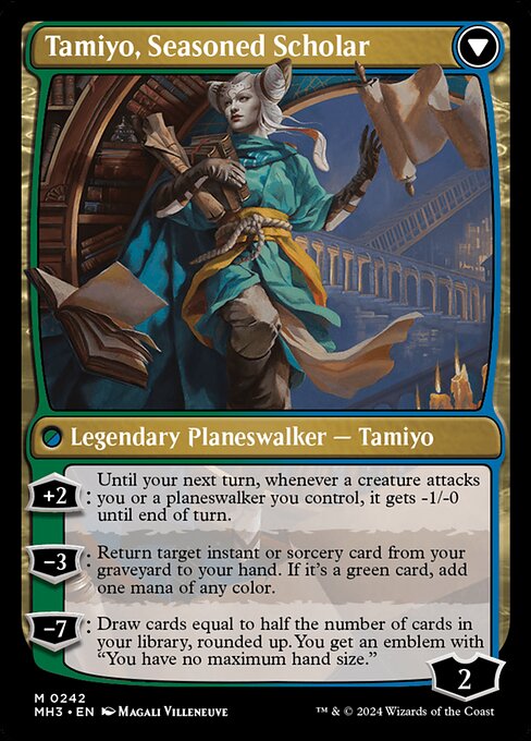 Tamiyo, Inquisitive Student // Tamiyo, Seasoned Scholar (cara trasera)