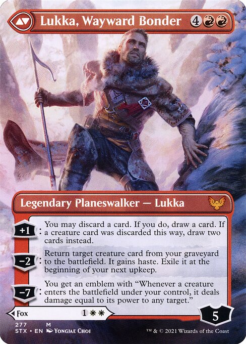 Mila, Crafty Companion // Lukka, Wayward Bonder (cara trasera)