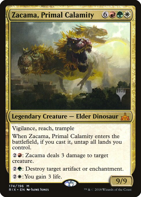 Carta Zacama, la Hecatombe Primigenia — Rivals of Ixalan Promos · PRIX · #174p