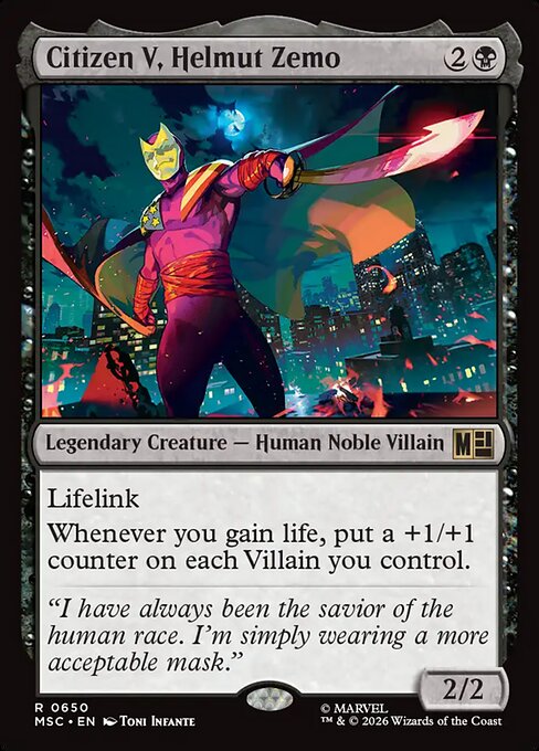 Carta Citizen V, Helmut Zemo — Marvel Super Heroes Commander · MSC · #650