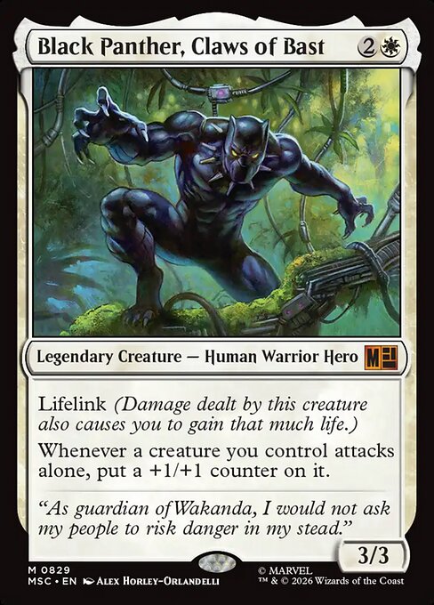 Carta Pantera Negra, Garras de Bast — Marvel Super Heroes Commander · MSC · #829