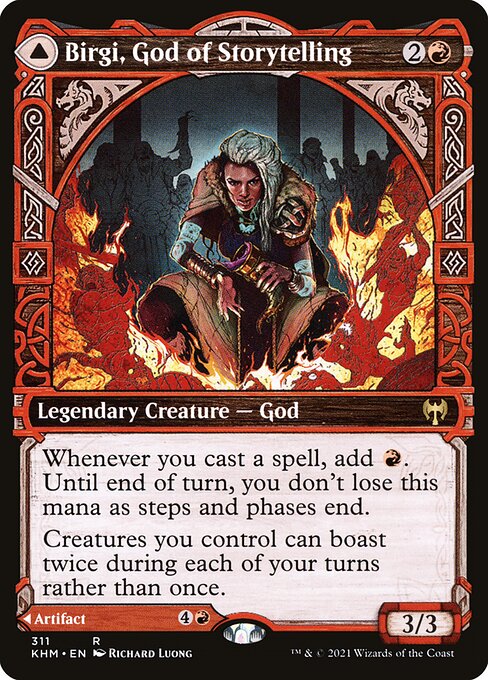 Birgi, God of Storytelling // Harnfel, Horn of Bounty — Kaldheim