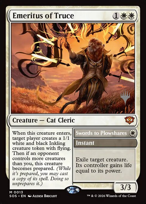 Carta Emeritus of Truce // Swords to Plowshares — Secrets of Strixhaven Promos · PSOS · #13p