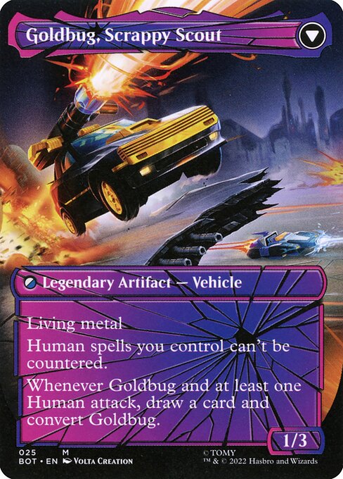 Goldbug, Humanity's Ally // Goldbug, Scrappy Scout (cara trasera)