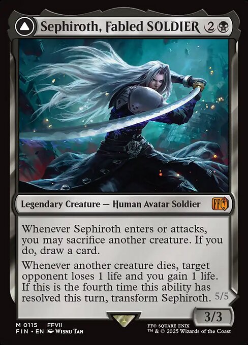 Sephiroth, Fabled SOLDIER // Sephiroth, One-Winged Angel (cara frontal)