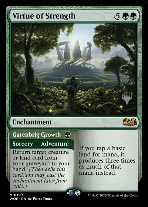 Carta Virtue of Strength // Garenbrig Growth — Wilds of Eldraine Promos · PWOE · #197p