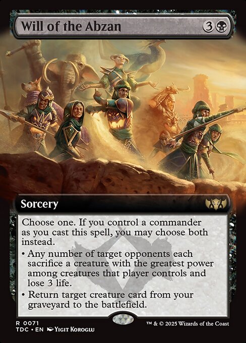 Carta Voluntad de los Abzan — Tarkir: Dragonstorm Commander · TDC · #71