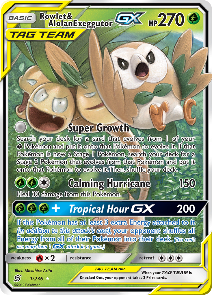 Rowlet & Alolan exeggutor GX