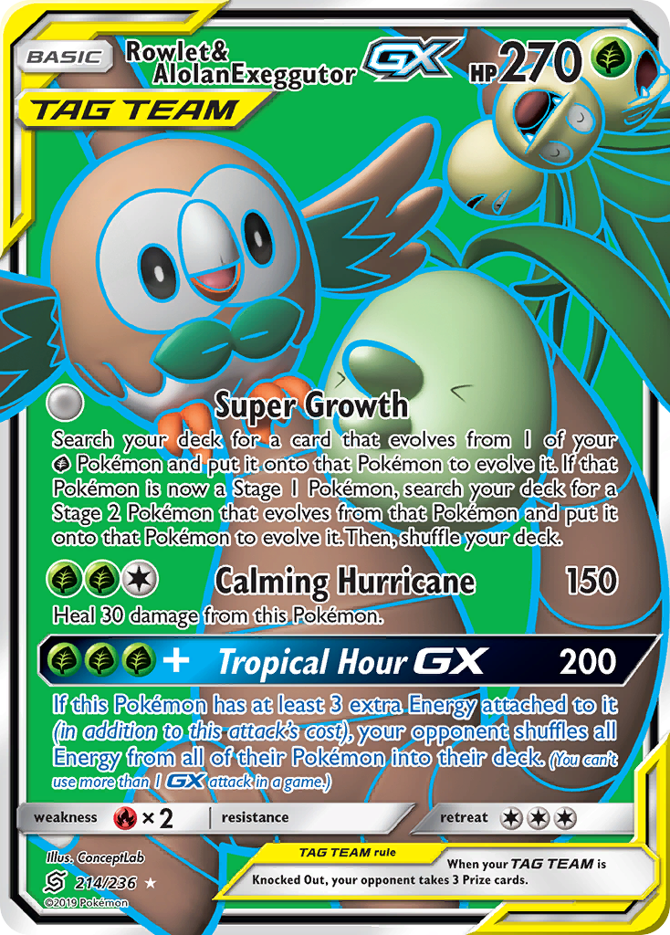 Rowlet & Alolan exeggutor GX