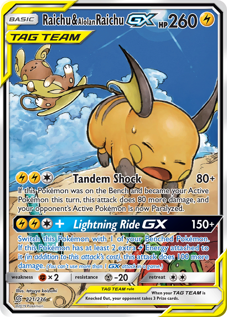 Carta Raichu & Alolan Raichu GX — Unified Minds · #221
