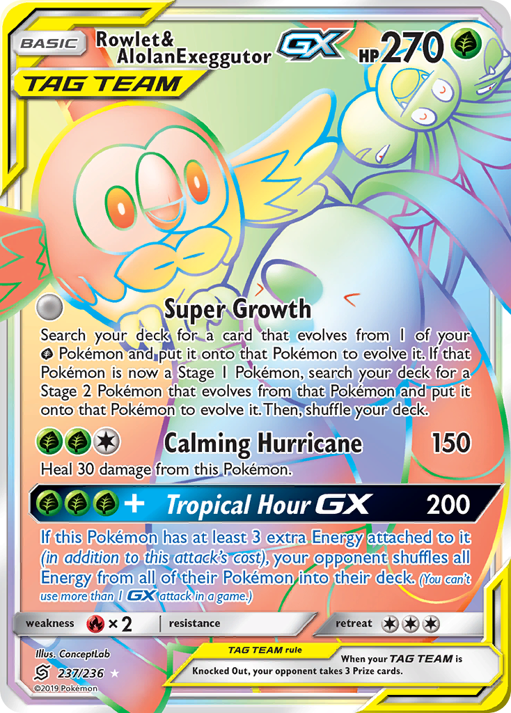 Rowlet & Alolan exeggutor GX
