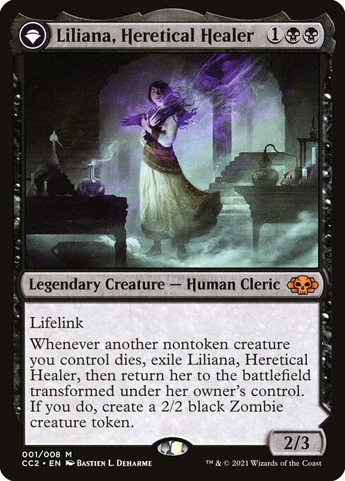 Liliana, Heretical Healer // Liliana, Defiant Necromancer — Commander Collection: Black