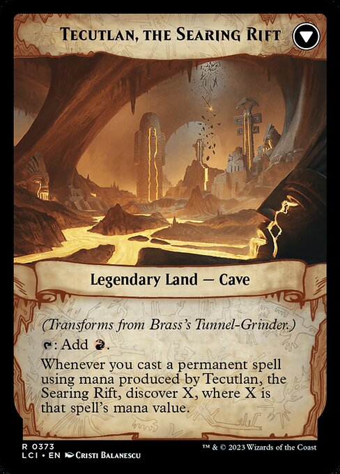 Brass's Tunnel-Grinder // Tecutlan, the Searing Rift (cara trasera)