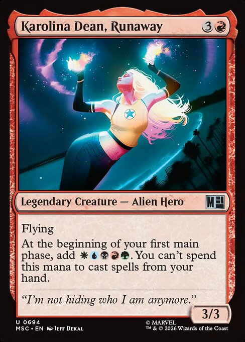 Carta Karolina Dean, Runaway — Marvel Super Heroes Commander · MSC · #694