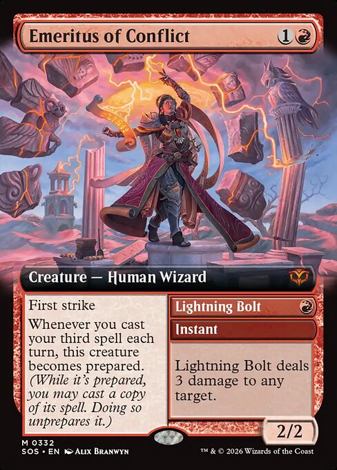 Emeritus of Conflict // Lightning Bolt — Secrets of Strixhaven