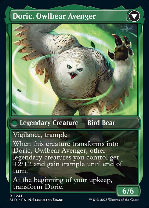 Casal, Lurkwood Pathfinder // Casal, Pathbreaker Owlbear (cara trasera)